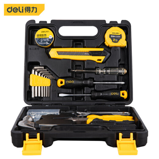 Deli household tool box set cloth bag set electrician woodworking repair hardware hand tools 18-piece set