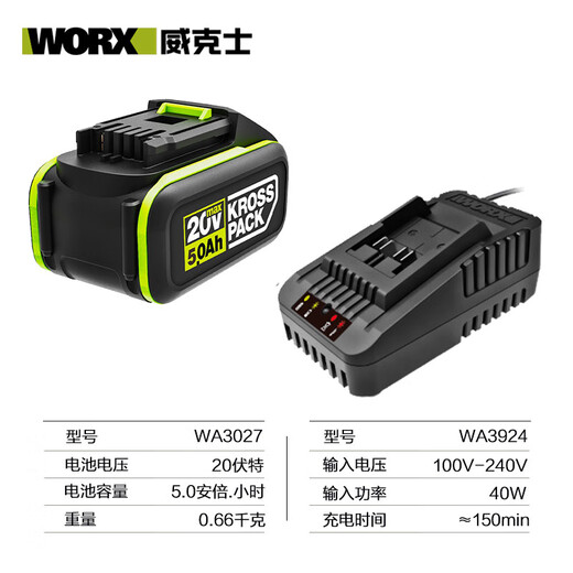 Wax 20V wrench lithium battery 4.0/5.0A/6.0A battery pack charger WA3406/WA3027/WA Wax WU279 wrench dual-seater charger 3927