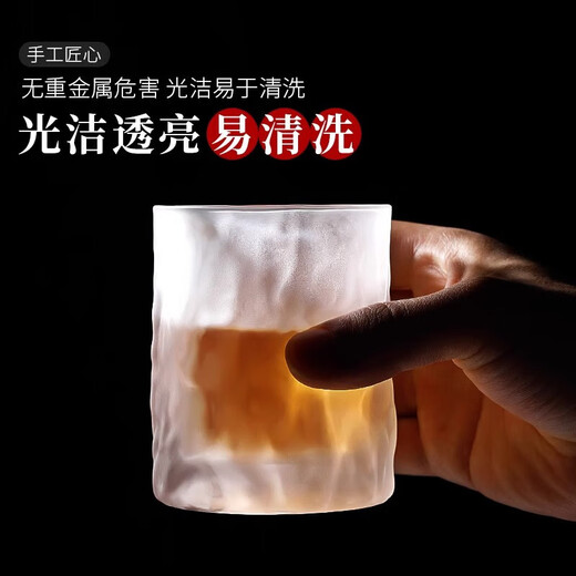 JD Logistics Creative Japanese Hammered Wine Glass Whiskey Glass Ins Style Glass Chuxue Cup 2pcs