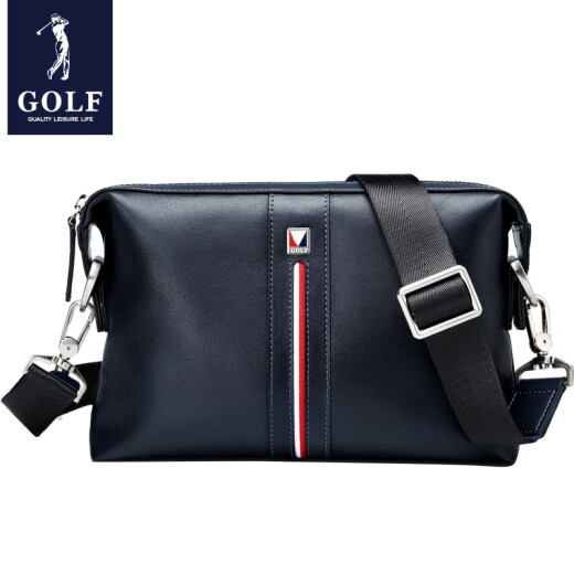 Golf GOLF shoulder bag men's first-layer cowhide fashionable men's crossbody bag large-capacity leather bag removable shoulder strap soft and wear-resistant dark blue