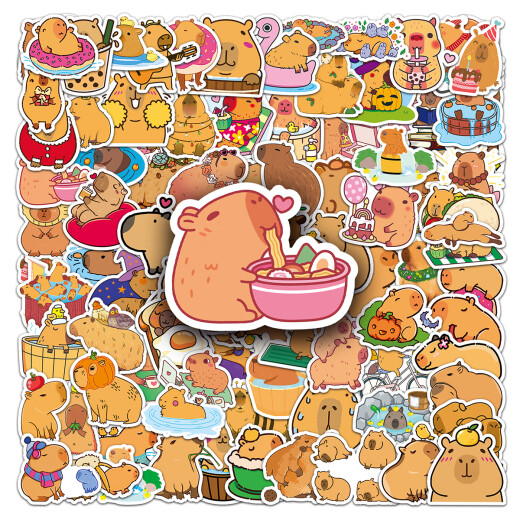 100 Bilder von Kapibala niedliche Handaufkleber Buddhist Capybar Mini kleines Muster Diy Phone Hülle Schaffer Water Cup Tablette Aufkleber handgefertigt selbst klebendes wasserdichte Dekoration 100 Bilder von Capybara-701+1047xh 4-5cm