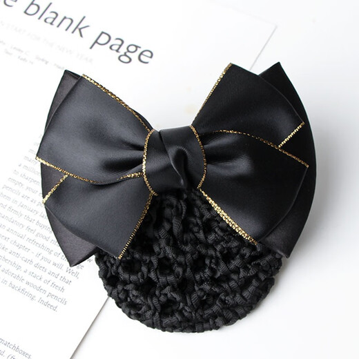 Gardenia blossoms, head flower, net bag, hairpin, professional hair net, hair cover, nurse, hotel property, hotel bank, work bow decoration, gold-edged two-knot blue fine net