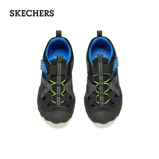 Skechers new summer children's shoes, men's fashionable fisherman shoes, toe-cap sandals, children's beach shoes, lightweight and breathable, black/blue/lemon/BBLM size 28.5