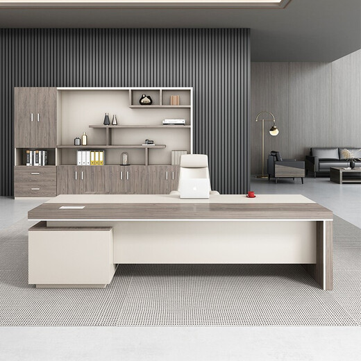 Nuoxiong ready stock boss desk simple modern boss desk and chair combination office computer desk furniture office furniture executive desk president manager desk light luxury fashion 2.2*0.8 meters + side cabinet + boss chair + 2.4 meters bookcase