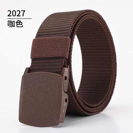 Belt men's and women's canvas belt trendy sports outdoor military training students iron-free metal plastic buckle casual jeans belt black 120cm