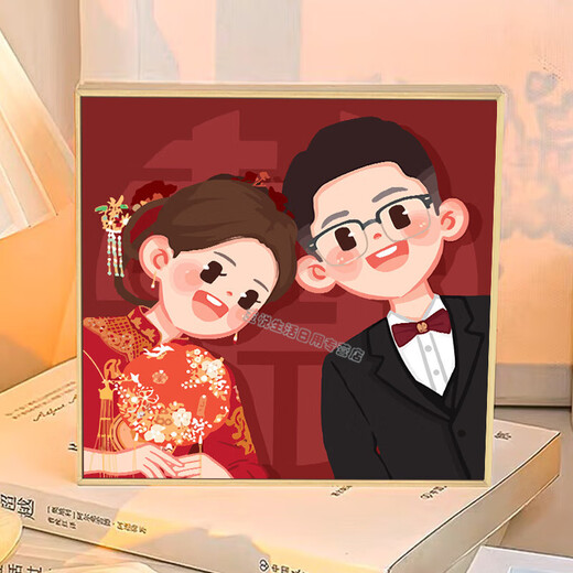 Chuangjingyi elige un regalo de boda de alta calidad Pintura de aceite digital personalizado Color DIY Color pintado a mano de boda ACRYLIC QX11149 50*50C.M Marco interno de madera maciza de espesor + Marco exterior decorativo