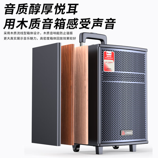CHIGO square dance Bluetooth speaker subwoofer outdoor large volume outdoor karaoke sound card audio playing and singing 15-inch flagship version + wireless microphone X1