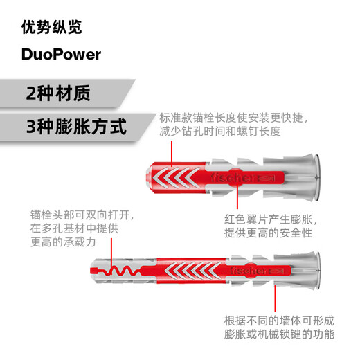 Fischer German original imported Duopower expansion screw lightweight brick hollow brick gypsum board universal box 10x80+7x107 original nails 10 sets/box