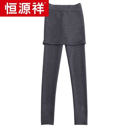 Hengyuanxiang autumn and winter thickened velvet thickened fake two-piece leggings for women to wear cotton high-waisted skirts large size slim long trousers leggings black hip-covering thickened velvet leggings XL115-125Jin Jin is equal to 0.5kg wear