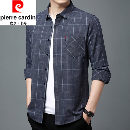Pier Cardin Coton pur Coton confortable et respirant Chemise à manches longues pour hommes pour hommes de style printanier et d'automne, chemise lâche à plaid libre pour hommes, style mince à manches longues 6623 vert 185 / 3xl recommandé 160-175jin [Jin est égal à 0,5 kg]