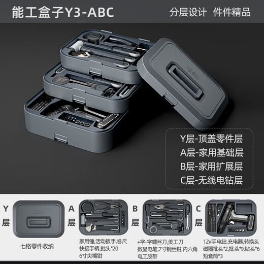 GREENER Tool Box Home Storage Box Multifunctional Hardware Art Box Portable Large Car Tool Set Lithium Battery Y4ZBCJ Player Set Electric Grinding Layer