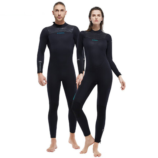 DIVE&SAIL new 5MM wetsuit plus velvet warm one-piece wetsuit thickened deep snorkeling surfing winter swimsuit men's black XL