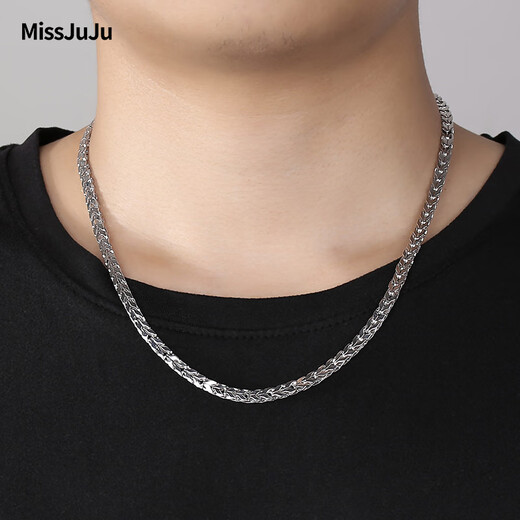 Miss JuJu PT950 platinum necklace men's platinum herringbone chain domineering boss keel snake bone chain thick and wide chain can be customized, weight 40.07g, length 64cm, thickness about 4.5mm