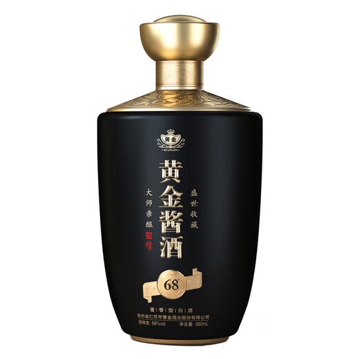 黄金酱酒 贵州茅台镇 酱香型白酒 黄金酒 高度酒 单瓶装 68度 盛世收藏 680ml*1瓶