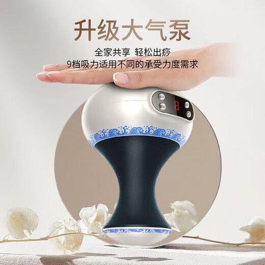 AUX Gua Sha Instrument Electric Gua Sha Instrument Cupping Instrument Home Gua Sha Magic Instrument Gua Sha Board Cupping Instrument Dredges Meridians All Over Body Gift for Mom and Dad Blue and White Porcelain Touch Screen Model 9-level Adjustment + Ten Rigid Magnetic Heads + Deep Magnetic Wave Care