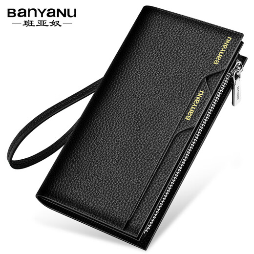 Banyannu Wallet Herren echtes Leder 2025 Neue lange Kapazität Multi-Card-Kuhspanner-Kupplungs-Führerscheinkarten-Brieftasche Kaffee (Plack Tattoo Head Cowide) Anti-Diebstahl