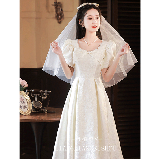 Saidele Abendkleid Frauen Banketttemperament Light Luxus Nische High-End French Certificate Registration Engagement White Rock Erwachsene Weiße M (Empfohlen 96-105 Jin [Jin gleich 0,5 kg]))