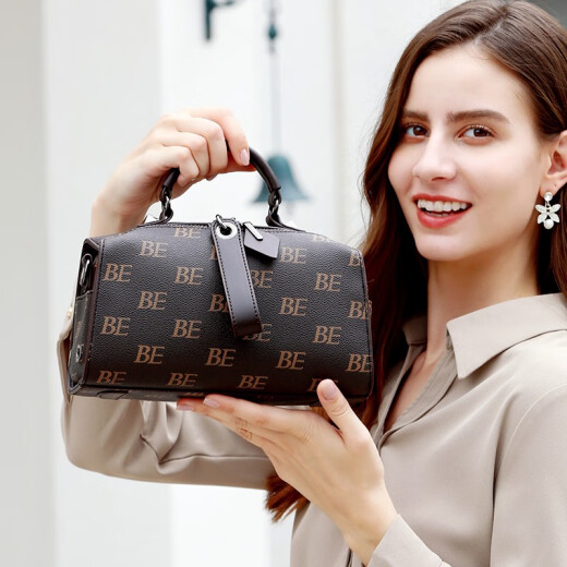 BELUNIS【贝伦妮斯】复古时尚轻奢女包品牌经典斜跨手提包女枕头 BE深咖色