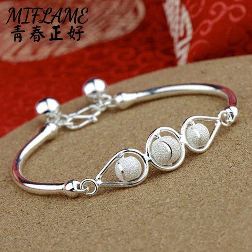 Hanzhu pure silver s999 silver bracelet, jade bead bracelet for women, birthday gift for girlfriend, lucky star