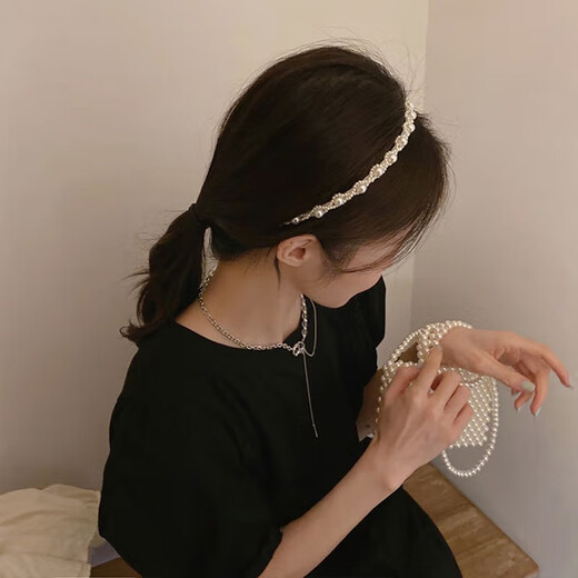 Yuesuiren celebrity imitation pearl headdress women's hair bundle thin hair hoop female fairy headband elegant temperament versatile hairpin hair accessories elegant temperament headband