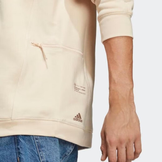 Adidas men's casual long-sleeved spring and autumn tops round neck pullover versatile sports running daily white IC9734 Beige S suitable for bust 87-92cm