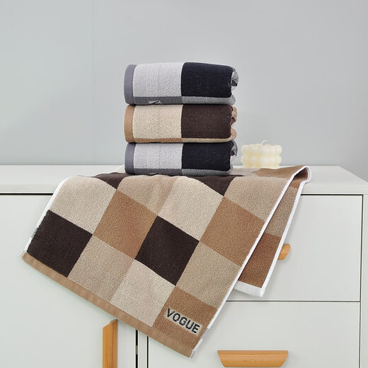 Shantou Lincun towel pure cotton face wash household soft absorbent lint-free hotel shower men and women adult thickened cotton face towel 2 pieces dark series 100% cotton 75x35cm