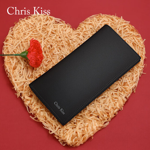 
CHRIS KISS wallet men's genuine leather long multi-card card bag head layer cowhide change wallet gift box birthday gift 8602006-3 [counter gift box]