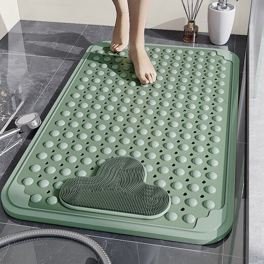Gudie tpe bathroom non-slip mat pregnant women safety shower room anti-fall suction cup floor mat bathroom drain massage foot mat TPE Falls Green 40X70