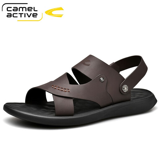 Sandales dynamiques de chameau Sandales en cuir polyvalent en cuir pour les orteils masculins Couche de vache épaisse anti-odor anti-odor et chaussures de plage respirante à double usage 699 marron (taille de chaussure en cuir) 44