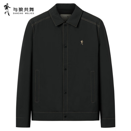 Dances with Wolves Topstitch Design Jacket Men's Fashion Casual Commuting Lapel Light Business Jacket 001 Black 180
