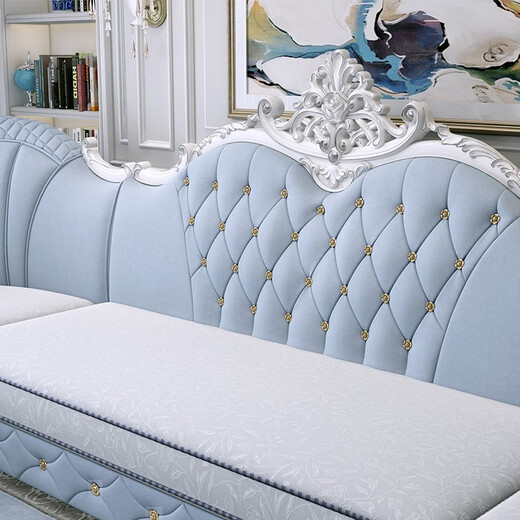 European sofa art combination living room double guixian large apartment modern simple simple European solid wood 2025 new sofa 829 fabric sofa [light blue 3.6 meters]