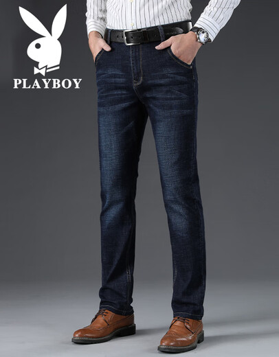 花花公子（PLAYBOY）黑色牛仔裤男士夏季新款潮流休闲韩版修身小脚长裤弹力商务裤子男 黑色 X-3071HH902 33