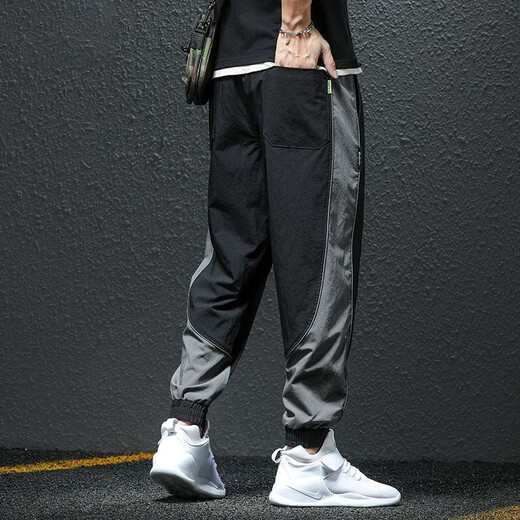 Jüdische Freizeithosen für Männer im Frühling und Sommer neuer schnell trocknender Trend locker großer großer Männerhosen Mode Sporthose Harem Hosen schwarz M 115-130jin [Jin entspricht 0,5 kg] 115-130jin [Jin gleich 0,5 kg]