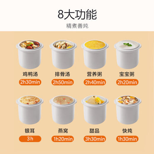 Joyoung electric stew pot, water-proof stew pot, 2.5L+0.5L*3 multifunctional pot, household porridge, soup pot, bird's nest stew pot, white porcelain inner pot, stew soup pot, one pot with four pots GD521