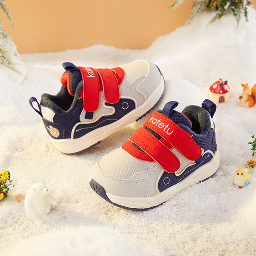 Carter Rabbit Infant Toddler Shoes Autumn and Winter Kindergarten Indoor Shoes Soft Sole Anti-Slip Functional Shoes Baby Plush Cotton Shoes Gray Blue Red 19 Inner Length 12.0cm Foot Length 11.0-11.5