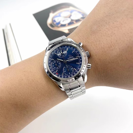 
[Second-hand 99 new] Omega Men's Watch OMEGA Speedmaster Series Automatic Mechanical Watch Multifunctional Luminous Time Date Display Swiss Second-hand Luxury Watch Men 39 Diameter 3523.80.00 Double Clipart Blue Disc Steel Belt