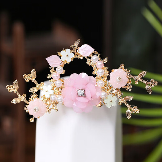 Wanbaozi Hanfu headwear, ancient style hair comb, super fairy flower tassels, women's hair wig set, hairpin, ancient costume hair crown