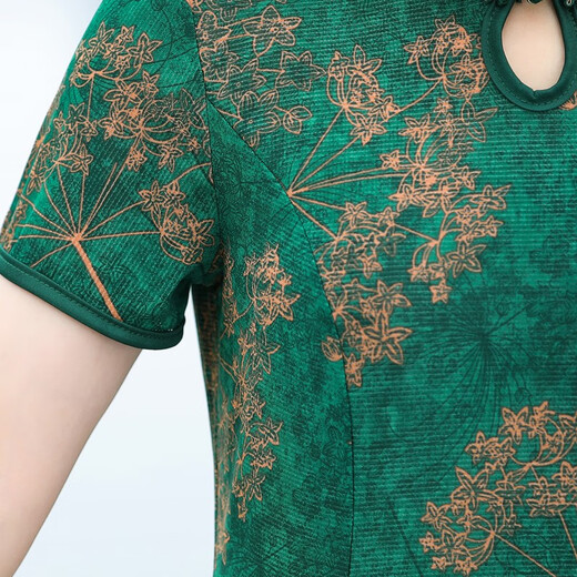 Fuxi Mama Summer New Dress Imitation Silk Cheongsam Fashionable and Noble Middle-aged and Elderly Women's Summer Temperament Large Size Skirt 698 Red 4XL Recommended 135-150Jin [Jin equals 0.5 kg] Slimming and versatile