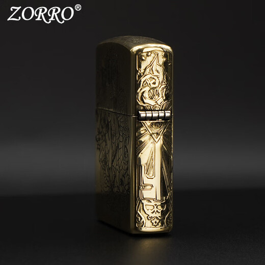 ZORRO佐罗打火机煤油防风原铜艺姑娘铜机五面精雕创意送男朋友礼物父亲 902原铜艺姑娘升级官字标内胆