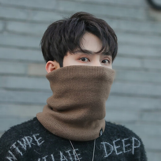 Pengjing Outdoor Winter Men's Warm Neck Warm Women's Velvet Thickened Cold Mask Cycling Windproof Face Protection Neck Scarf Knitted Thickened Neck Warm Black