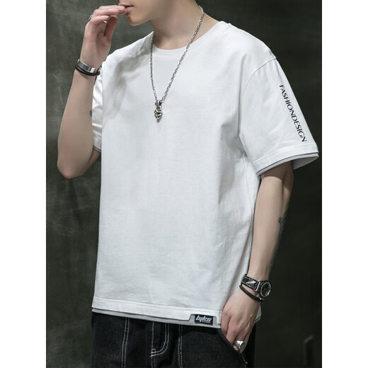 真维斯（Jeanswest）纯棉短袖t恤男潮牌夏季大码胖子宽松薄款半袖打底衫上衣服夏装 102深灰 L