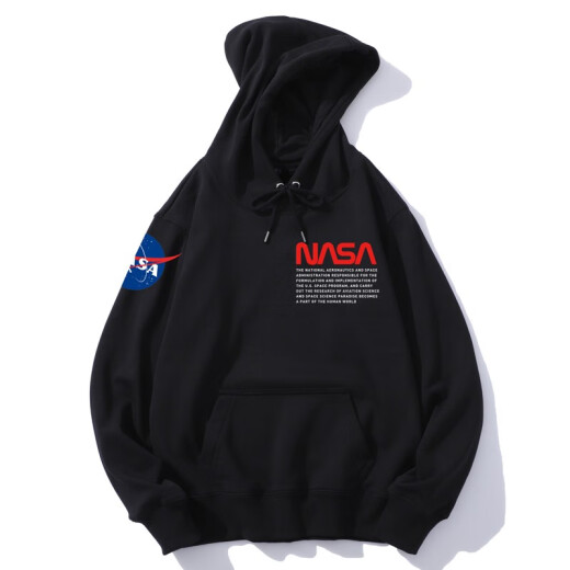 Behind the Scenes Hero Astronaut NASA Spring and Autumn Style Loose Hooded Sweatshirt for Men and Women Same Style Couple Clothes Plus Velvet Student Class Uniform Black [Spring and Autumn Style] XL (175/96A)