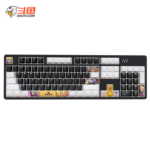 Douyu (DOUYU.COM) Yule theme game mechanical keyboard wired chicken cf e-sports desktop computer laptop external type Pink USB Internet cafe White black and white light + Yule theme keycap + black table pad + keyboard tray Red shaft