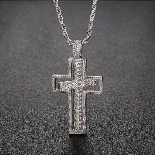 Yujingji Fat Donglai same style light luxury high quality cross pendant for men Pt950 items 24lK imported technology Moissanite 925 gold + chain