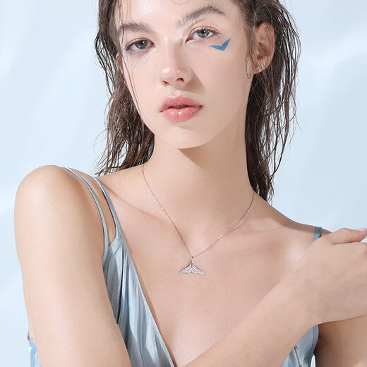 Fanci Fan Qi Mermaid Tail Necklace Silver I Will Have You for the Rest of My Life Clavicle Chain Couple Light Luxury High-end Gift Birthday Gift for Girlfriend Mermaid Necklace