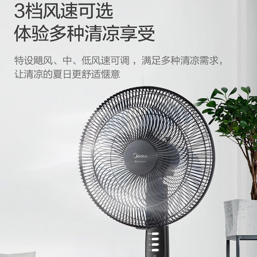Midea Midea electric fan floor fan 16-inch five-blade strong wind bionic fan blade volume timing light sound home 60W lift technology style FSA40YD