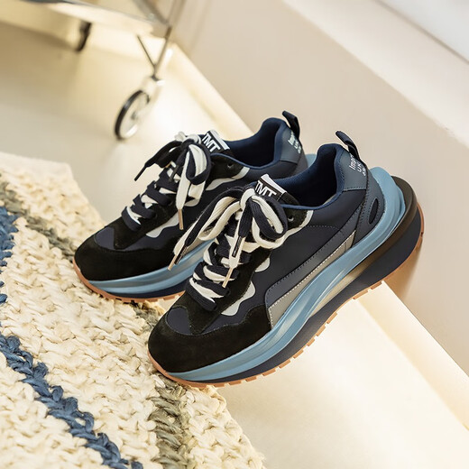 
Su Feifei, Daddy Shoes, new summer products, comfortable and absorbent film-soled trendy shoes for women, Internet celebrity Korean version, deconstruction of versatile sports casual shoes 9902-Deep Sea Blue 37