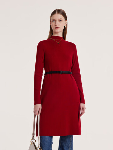 Gloria New Year Red Woolen Suit Women's Winter New Commuting Red Dress Black Skirt 1BCCAA040 53R Pepper Red L