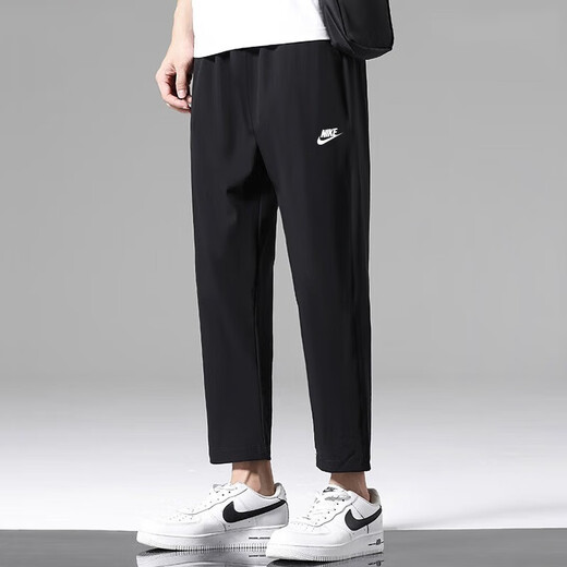 耐克（NIKE）男装运动套装夏新款健身商务简约polo衫短袖T恤长裤宽松训练裤 白/黑快干套装 两件 M/170【建议体重110-130斤】