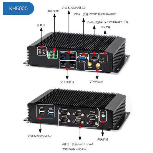eip控汇 KH5000/9000迷你工控机无风扇服务器4-10代处理器电脑etc智能8位GPIO i7-10750H 32G/512GSSD